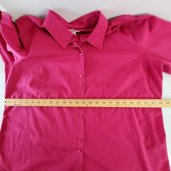 Talbots Woman Wrinkle Resistant Stretch Pink Shirt 16W Long Sleeve Button-up - Picture 7 of 12